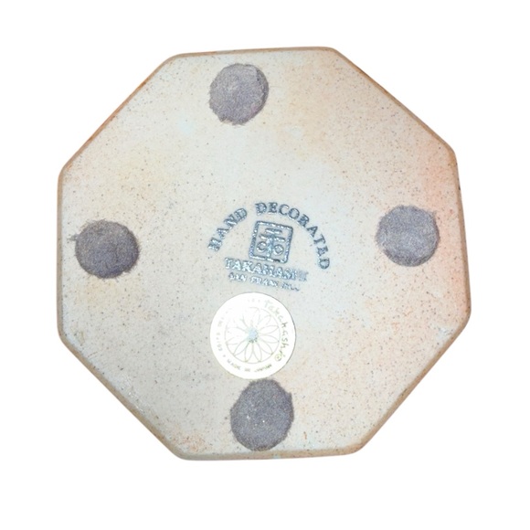 Takamasu Japan Hand Decorated Ceramic Trinket Box – Octagon Orange & Blue Floral - Picture 5 of 5